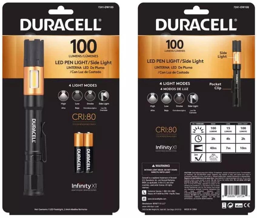 Duracell zaklamp Pen Light + Side Light 100 lumen