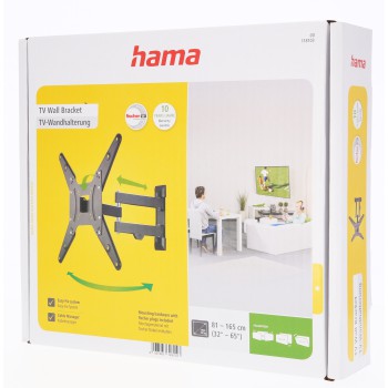 Hama Tv-muurbeugel FULLMOTION, 1 ster, 400x400, 165cm (65"), 2 armen, zwart