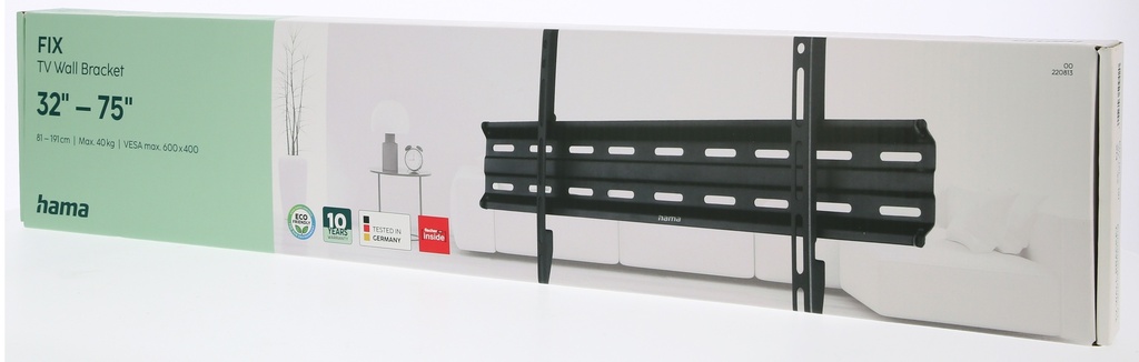 Hama Tv-muurbeugel, vast, 191 cm (75") tot 40 kg, wandafstand 2,3 cm