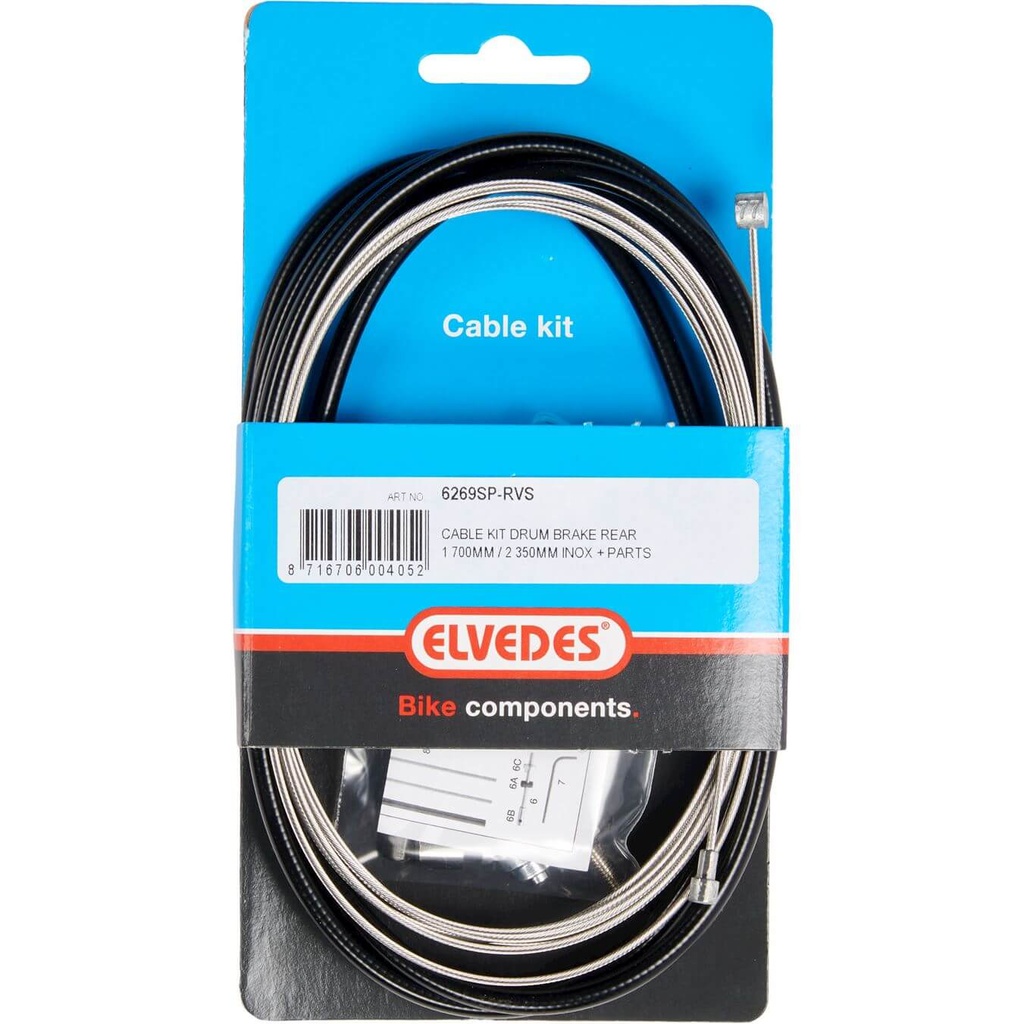 Elvedes remkabel achter + inbus RVS zwart