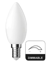 E14 Kaars 4.2w (=40W) mat dimbaar