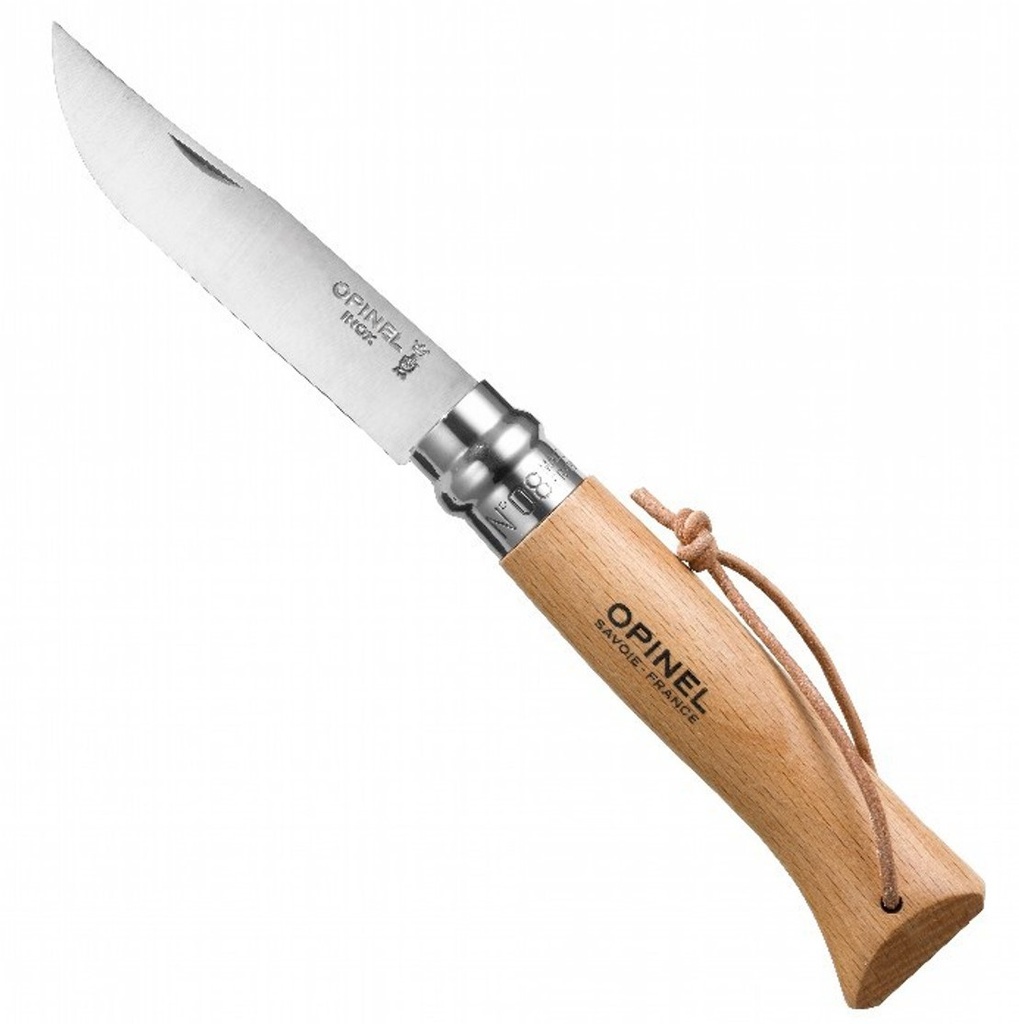 Opinel, rvs/hout, Virobloc, leren koord 21cm