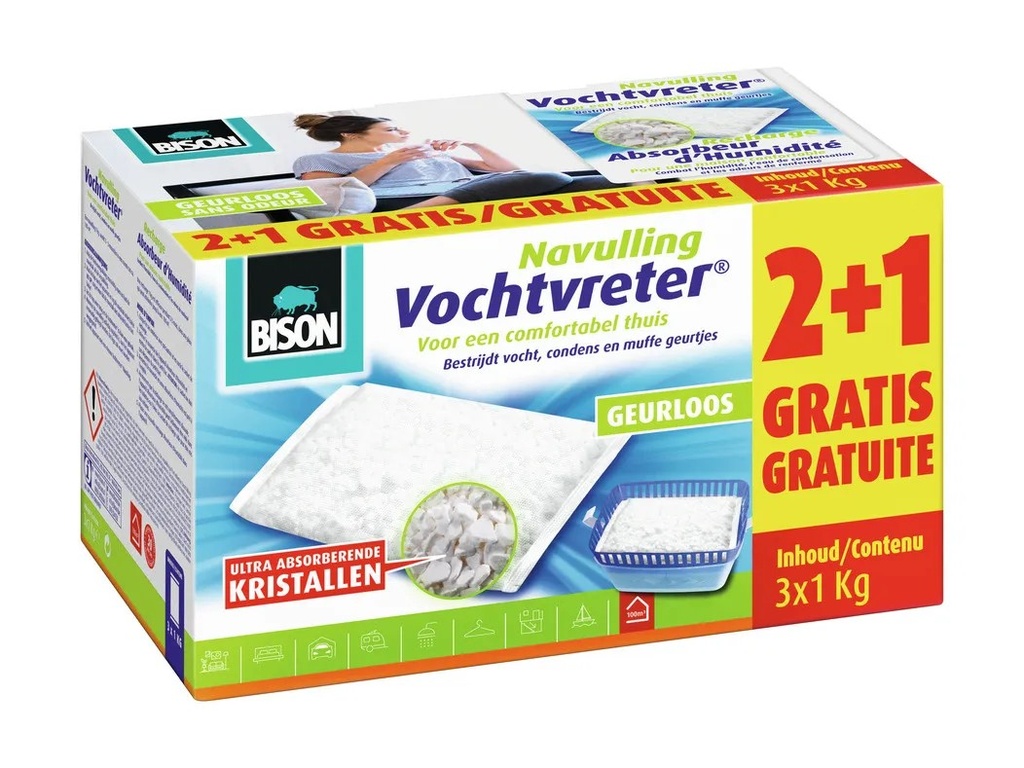 Bison vochtvreter 3X1KG navulling