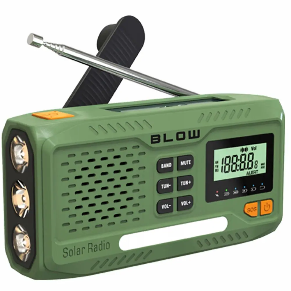 Mobiele Radio met Zaklamp + Powerbank+ Solar