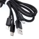 USB - kabel 3in1 USB-C + Lightning + Micro USB zwart