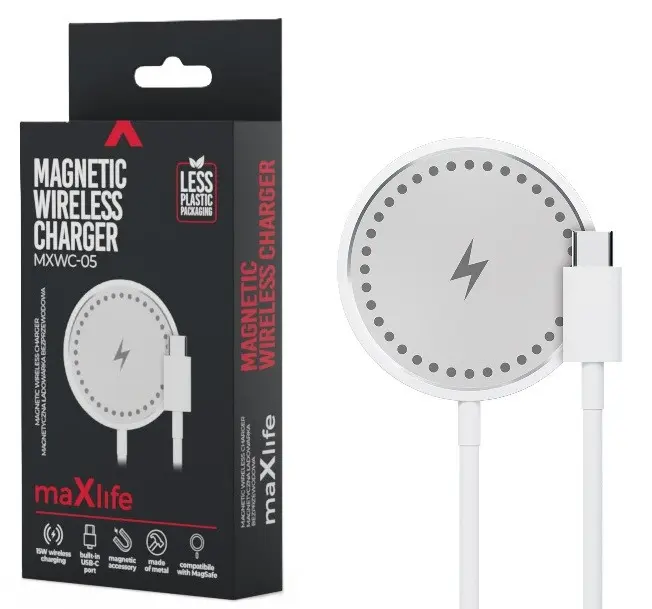 Draadloze Magsafe lader mini zilver/wit 15W