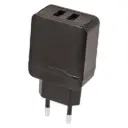 USB lader 2,4A dubbel zwart