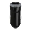 USB autolader USB-C en USB-A 12V 20W QC zwart