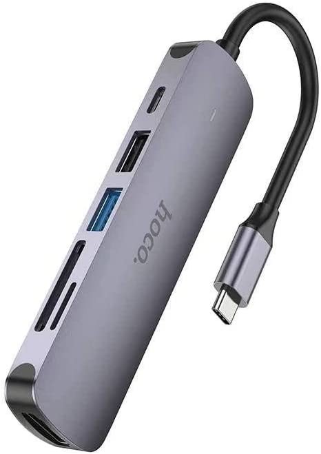 Hoco USB-C Hub HDMI 4K – USB 3.0, SD/TF Kaartlezer en 60W PD