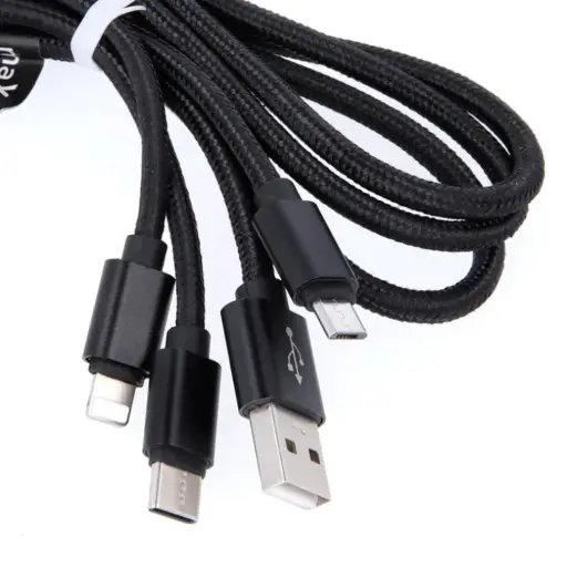 [116620] USB - kabel 3in1 USB-C + Lightning + Micro USB zwart