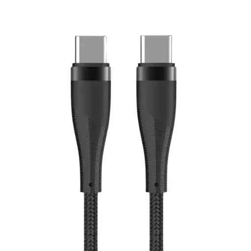 [116631] USB-C - USB-C kabel 1m zwart omvlochten 60W