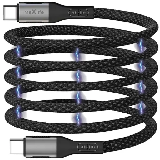 [116634] USB-C - USB-C kabel 1m zwart omvlochten magnetic 100W