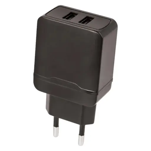 [116642] USB lader 2,4A dubbel zwart