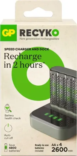 [112241] GP Batterijlader USB 2H met 4x2600mA AA batterij + Dock