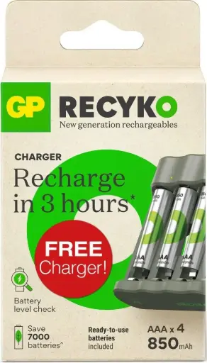 [116177] GP Batterijlader USB 3H met 4x850mA AAA batterij